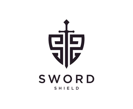Sword Armor Shield Initials S logo design vector template