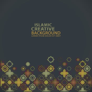 Islamic design greeting card background template with ornamental colorful detail of floral mosaic islamic art ornament vector