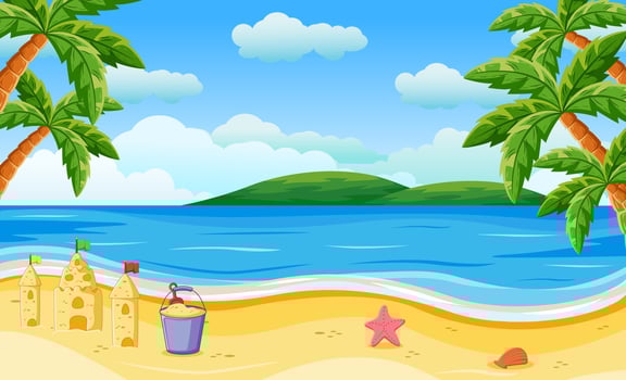 Empty Wooden Sign in The Beach Scene vector