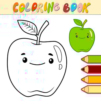 Coloring book or page for kids. apple black and white vector