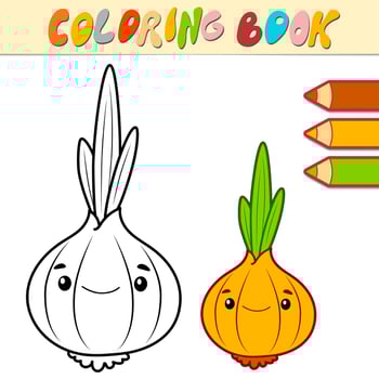 Coloring book or page for kids. onion black and white vector