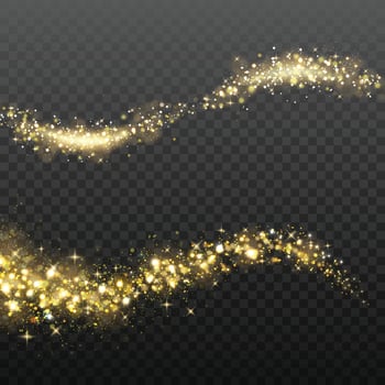 Golden Sparkling Wave Elements Set vector