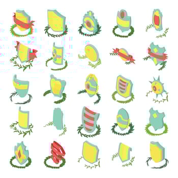 Victory icons set, isometric style vector