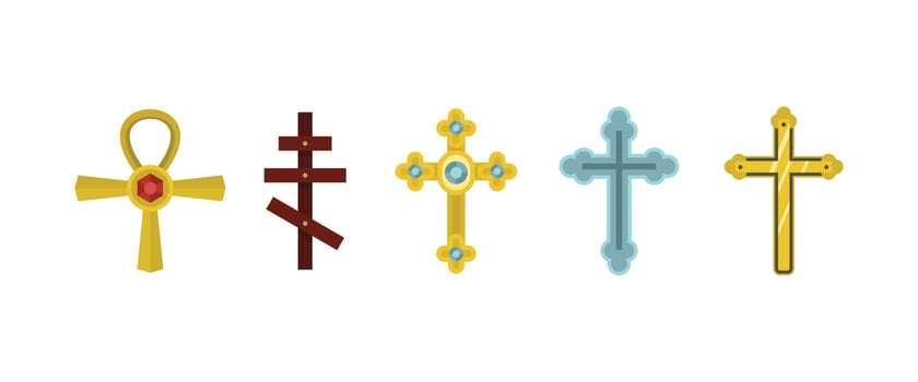 Cross icon set, flat style vector