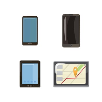 Smartphone icon set, cartoon style vector