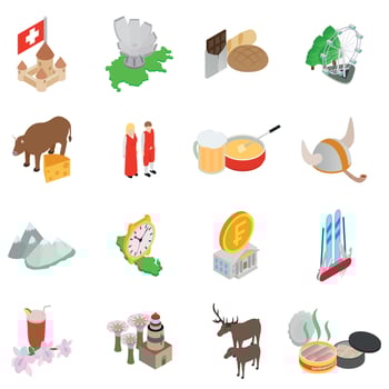 Baltic area icons set, isometric style vector
