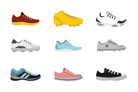 Sport shoes icon set, flat style vector