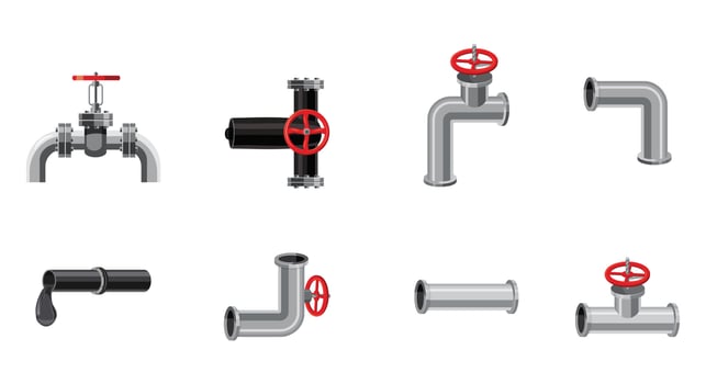 Pipe icon set, cartoon style vector