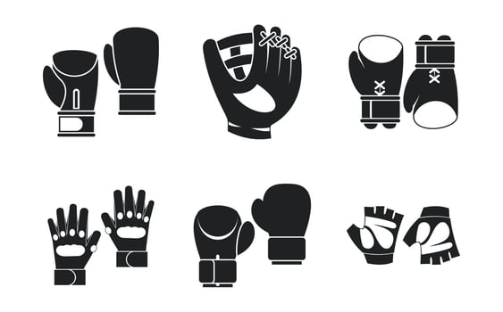 Sport gloves icon set, simple style vector