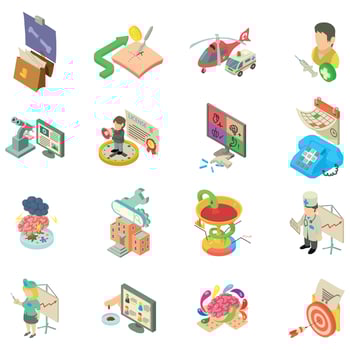 Medical business icons set, isometric style vector