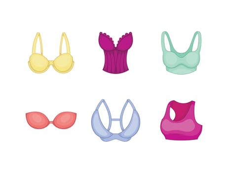 Bra icon set, cartoon style vector