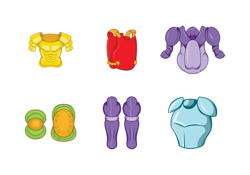 Body protect icon set, cartoon style vector