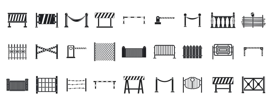 Barrier icon set, simple style vector