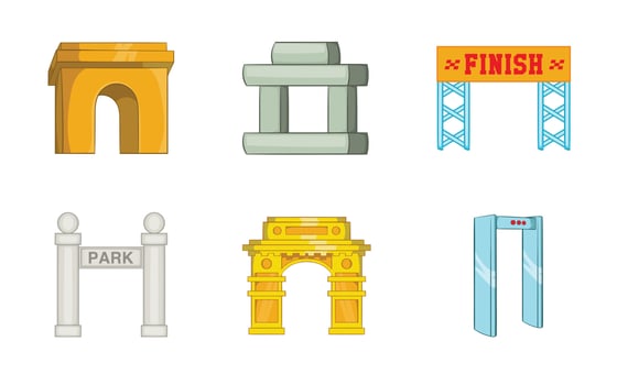Arch icon set, cartoon style vector