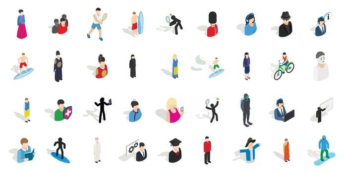 People icon set, isometric style vector