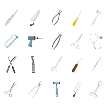 Medical tools icon set, flat style vector