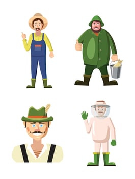 Farmer icon set, cartoon style vector