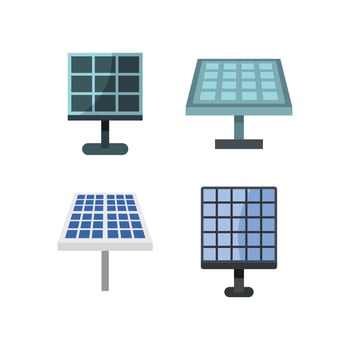 Solar battery icon set, flat style vector