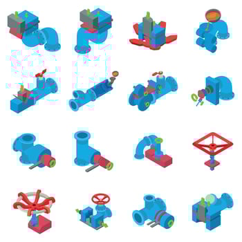 Pipeline icons set, isometric style vector