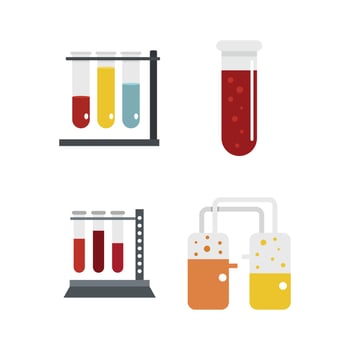 Tube icon set, flat style vector