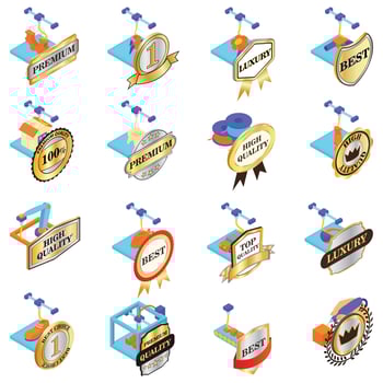 Excellent printing icons set, isometric style vector