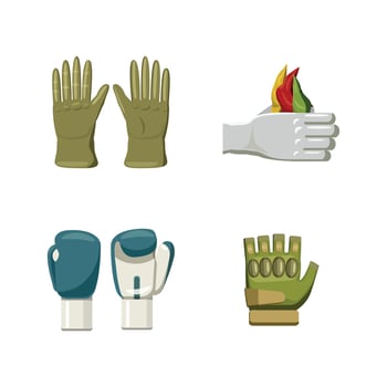 Gloves icon set, cartoon style vector
