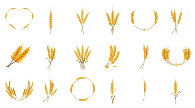 Wheat icon set, cartoon style vector