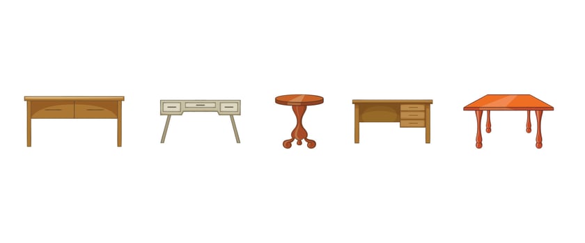Table icon set, cartoon style vector