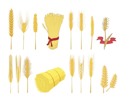 Wheat icon set, cartoon style vector