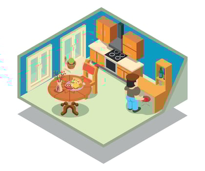 Livingroom concept banner, isometric style vector