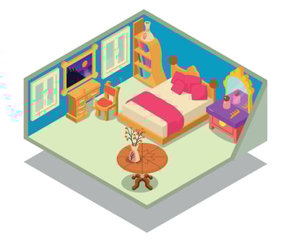Bedchamber concept banner, isometric style vector
