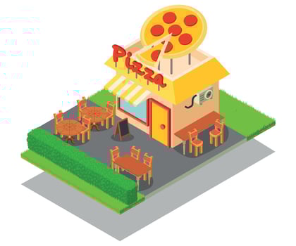 Pizza place concept banner, isometric style vector
