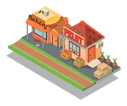 Food street concept banner, isometric style vector