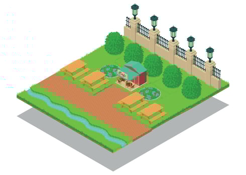Cafe park concept banner, isometric style vector