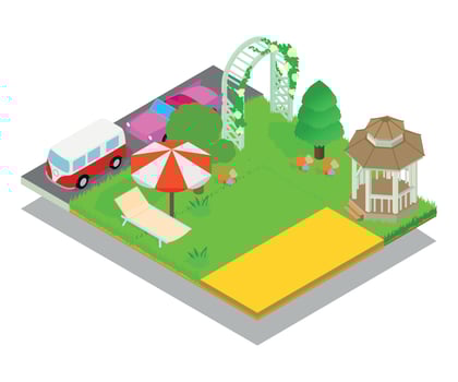 Beautiful location concept banner, isometric style vector