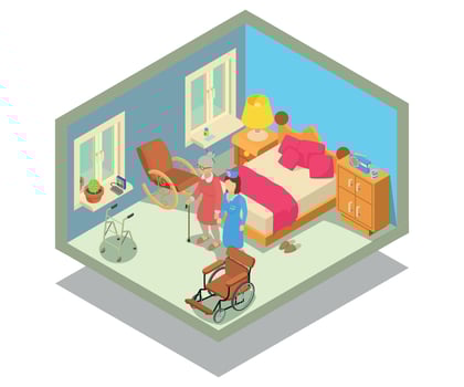 Retirement home concept banner, isometric style vector