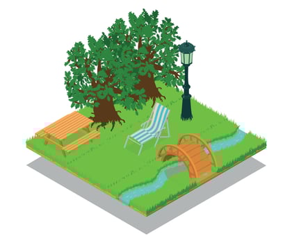 Picturesque place concept banner, isometric style vector