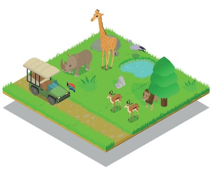 Safari concept banner, isometric style vector