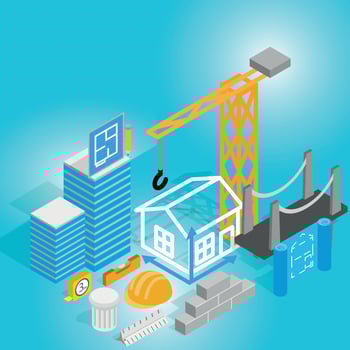 Construction concept banner, isometric style vector