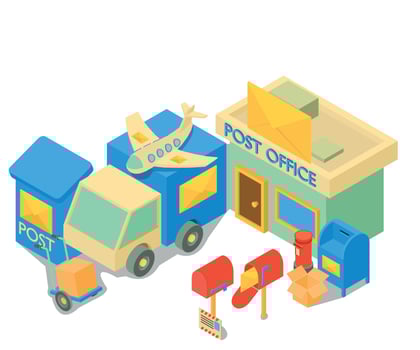 Postal station concept banner, isometric style vector