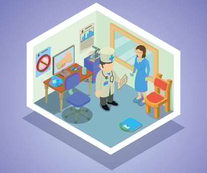 Doc concept banner, isometric style vector