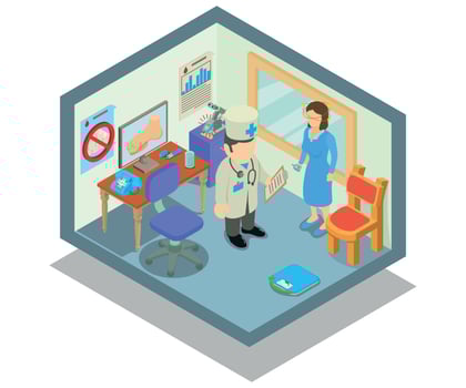 Doc concept banner, isometric style vector