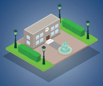 Office building concept banner, isometric style vector