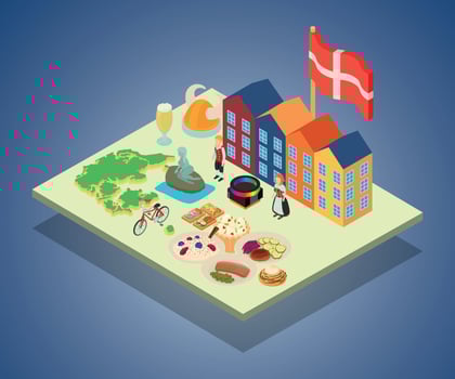 Scandinavia concept banner, isometric style vector