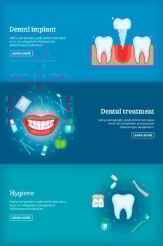 Dental clinic 3 cartoon banners set vector illustration