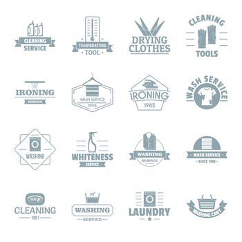 Laundry cleaning logo icons set, simple style vector