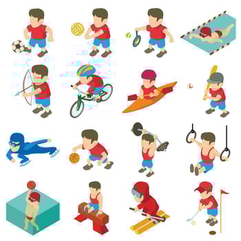 Sport icons set, isometric style vector