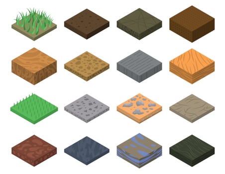 Soil icons set, isometric style vector