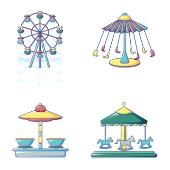 Carousel icons set, cartoon style vector