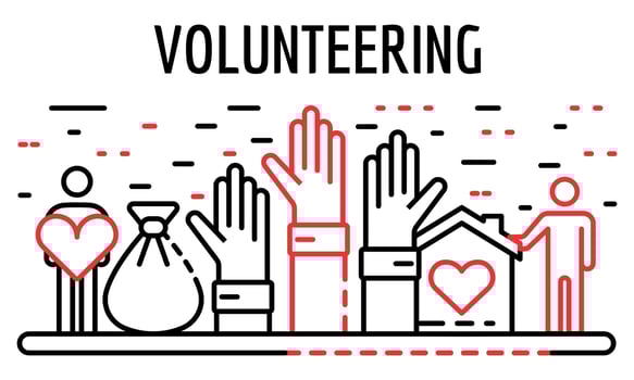 Volunteering banner, outline style vector